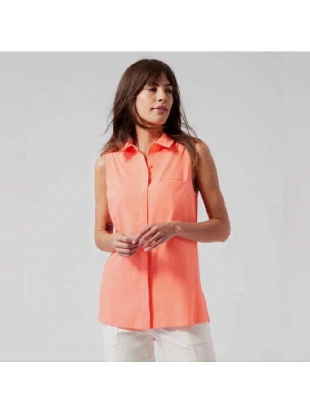 NEW Athleta Urbanite ii Tank Coral Collared Sleeveless Relaxed-Fit 3X Blouse Top